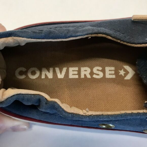 Converse Shoreline Navy Blue Slip On Sneakers w/ Elastic Back & Leather Laces 7 - Picture 9 of 13